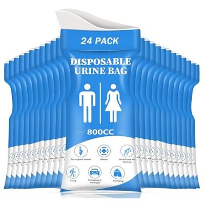 Aundhegrtt Disposable Urine Bag,24 PCS Pee Bags for Travel for Women/Men, 800ML Emergency Portable Urinal Bag and Vomit Bags Aundhegrtt Disposable Urine Bag,24 PCS Pee Bags for Travel for Women/Men, 800ML Emergency Portable Urinal Bag and Vomit Bags