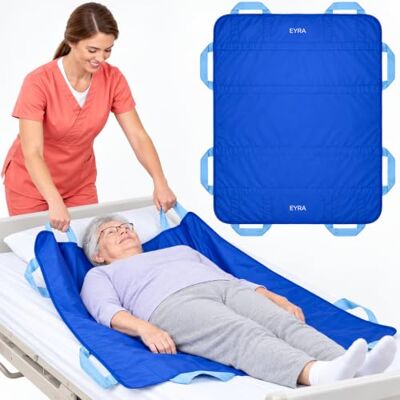 EYRA Slide Sheets for Moving Patients on Bed, 48”x40” Sliding Sheets for Bed Mobility, Transfer Blanket with Reinforced Handles for Patient Turning, Lifting & Transfers EYRA Slide Sheets for Moving Patients on Bed, 48”x40” Sliding Sheets for Bed Mobility, Transfer Blanket with Reinforced Handles for Patient Turning, Lifting & Transfers