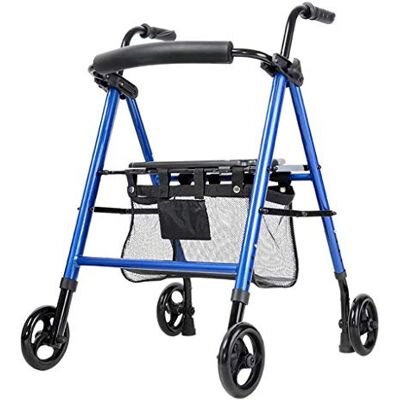 IUokLU 4 Wheel Lightweight Folding Walker Frame with Underseat Basket Adjustable Seat and Handle Height Walking Mobility Aid Foldable IUokLU 4 Wheel Lightweight Folding Walker Frame with Underseat Basket Adjustable Seat and Handle Height Walking Mobility Aid Foldable