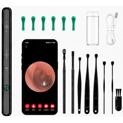 Niuber Ear Wax Removal Kit, Wireless Ear Cleaner with Camera and 1080P HD Otoscope, LED Light Ear Inspection Camera for iPhone Android, Ear Wax Cleaning Tool with Smart App Control Niuber Ear Wax Removal Kit, Wireless Ear Cleaner with Camera and 1080P HD Otoscope, LED Light Ear Inspection Camera for iPhone Android, Ear Wax Cleaning Tool with Smart App Control