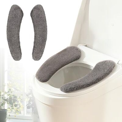 Iensen Plush Toilet Seat Cover Pads Washable Warm Cushion, Soft Bathroom Warmer Mat Universal Self Adhesive Design (Grey) Iensen Plush Toilet Seat Cover Pads Washable Warm Cushion, Soft Bathroom Warmer Mat Universal Self Adhesive Design (Grey)