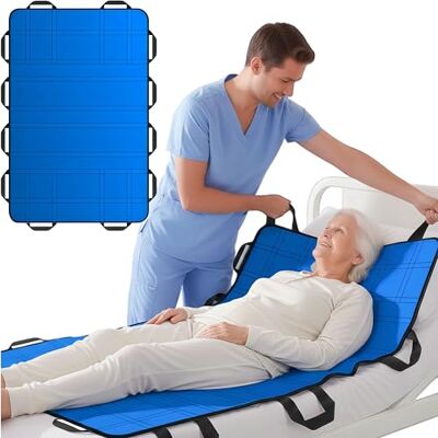 NurtureCare Slide Sheet with 12 Handles for Bed Mobility & Patient Transfer Extra Large 150 x 100 cm 3-Layer Comfort Design 12 Reinforced Handles Supports Up to 227 kg Waterproof & Washable NurtureCare Slide Sheet with 12 Handles for Bed Mobility & Patient Transfer Extra Large 150 x 100 cm 3-Layer Comfort Design 12 Reinforced Handles Supports Up to 227 kg Waterproof & Washable