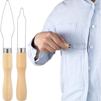 STSTR 2 Packs Easy Button Hook, Steel Button Helper Tool for Elderly, Wide Wood Handle Buttons Fastener Device Assist Dressing Aid Tool for Seniors One Hand Small Button and Universal STSTR 2 Packs Easy Button Hook, Steel Button Helper Tool for Elderly, Wide Wood Handle Buttons Fastener Device Assist Dressing Aid Tool for Seniors One Hand Small Button and Universal