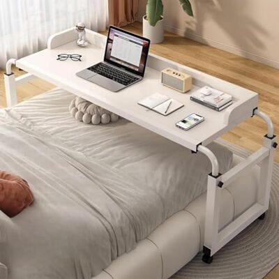 GXQFC Over Bed Table Wheeled, Mobile Adjustable Over Bed with Wheels, Over Bed Table Computer Laptop Table, Portable Convenient Reading Writing Desk for Working Dinning(Color:White) GXQFC Over Bed Table Wheeled, Mobile Adjustable Over Bed with Wheels, Over Bed Table Computer Laptop Table, Portable Convenient Reading Writing Desk for Working Dinning(Color:White)
