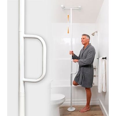 Stander Able Life Universal Floor to Ceiling Grab Bar, Elderly Tension Mounted Transfer Pole, Bathroom Safety Grab Bar and Support Rail with Assist Handle (Eligible for VAT Relief in the UK) Stander Able Life Universal Floor to Ceiling Grab Bar, Elderly Tension Mounted Transfer Pole, Bathroom Safety Grab Bar and Support Rail with Assist Handle (Eligible for VAT Relief in the UK)