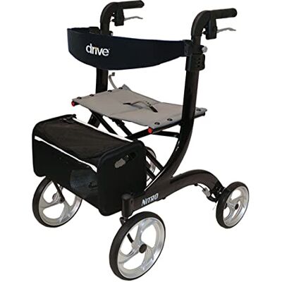 DRIVE DEVILBISS HEALTHCARE Drive Devilbiss Black Nitro Wheel Rollator with Backrest, Seat and bag DRIVE DEVILBISS HEALTHCARE Drive Devilbiss Black Nitro Wheel Rollator with Backrest, Seat and bag
