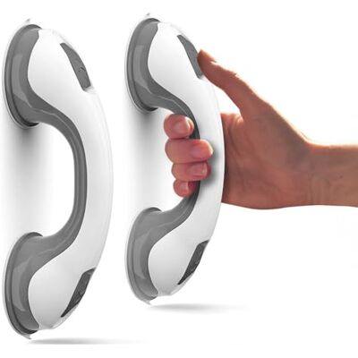 BARGAINS-GALORE 2 X Support Grab Handle Suitable for Bath & Shower Use As A Disability Aid, Safety Grip Rail with Suction Cup Fitting Mobile Bathroom Support for Elderly, Children, No Fixings Needed, Anti Slip BARGAINS-GALORE 2 X Support Grab Handle Suitable for Bath & Shower Use As A Disability Aid, Safety Grip Rail with Suction Cup Fitting Mobile Bathroom Support for Elderly, Children, No Fixings Needed, Anti Slip