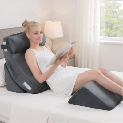 Ganaver Orthopedic Bed Wedge Pillow Set Post Surgery Relaxing Back Adjustable Head Support Cushion Triangle Memory Foam Pillow for Acid Reflux Sleeping Reading Leg Elevation Snoring (Gray, 4 Pieces) Ganaver Orthopedic Bed Wedge Pillow Set Post Surgery Relaxing Back Adjustable Head Support Cushion Triangle Memory Foam Pillow for Acid Reflux Sleeping Reading Leg Elevation Snoring (Gray, 4 Pieces)