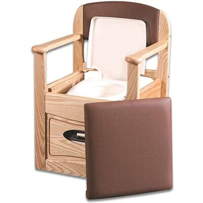 NRS Modern Royale Flushing Commode Chair with Vinyl Seat, Large, Brown NRS Modern Royale Flushing Commode Chair with Vinyl Seat, Large, Brown