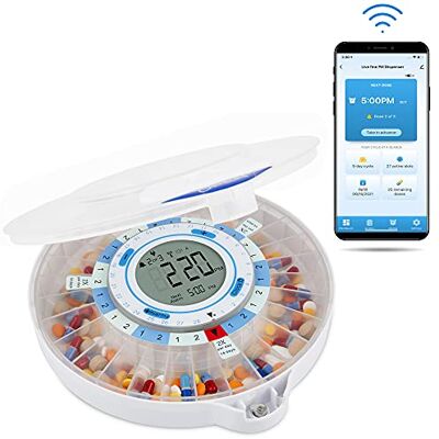 Live Fine LiveFine Auto WiFi Pill Dispenser for Elderly, 28-Day Supply, Frosted Lid For families and caregivers managing a loved one's meds app-based alerts and a manual key lock support daily dosing. Live Fine LiveFine Auto WiFi Pill Dispenser for Elderly, 28-Day Supply, Frosted Lid For families and caregivers managing a loved one's meds app-based alerts and a manual key lock support daily dosing.