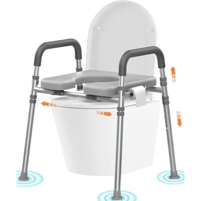 Luckfaith LTR02 Bedside Chest with Toilet Surround, Height Adjustable, Portable Commode Chair for Adults Seniors-grey Luckfaith LTR02 Bedside Chest with Toilet Surround, Height Adjustable, Portable Commode Chair for Adults Seniors-grey