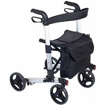 GLJTUO Shopping Rollator Seniors Walker Lightweight Walking Frame Aid Mobility Trolley Stroller Scooter Foldable with Bag 4 Wheels for Eldly Double the Comfort GLJTUO Shopping Rollator Seniors Walker Lightweight Walking Frame Aid Mobility Trolley Stroller Scooter Foldable with Bag 4 Wheels for Eldly Double the Comfort