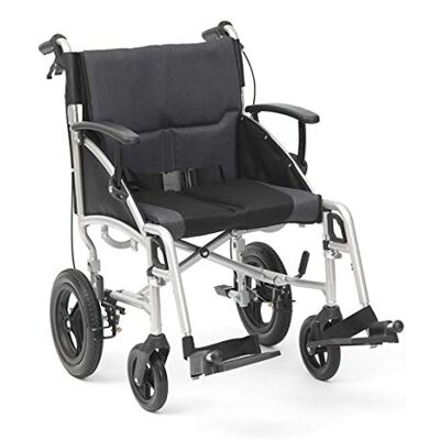 DRIVE DEVILBISS HEALTHCARE Drive DeVilbiss Phantom Heavy Duty Transport Wheelchair Adult Folding With Angle Adjustable Arms (Silver Transit) DRIVE DEVILBISS HEALTHCARE Drive DeVilbiss Phantom Heavy Duty Transport Wheelchair Adult Folding With Angle Adjustable Arms (Silver Transit)