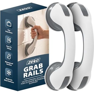 ZENO Grab Rails for Bathroom 2PCS Support Grab Handle Bathroom Grab Rails Disability Aid Suitable for Bath & Shower No Fixings Needed for Bathroom Suction Cup Safety Handle ZENO Grab Rails for Bathroom 2PCS Support Grab Handle Bathroom Grab Rails Disability Aid Suitable for Bath & Shower No Fixings Needed for Bathroom Suction Cup Safety Handle
