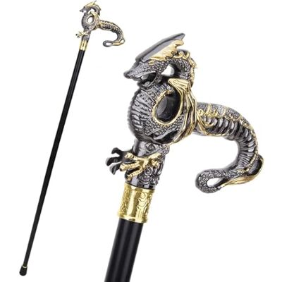 DYCZMALQ Silver Gothic Dragon Cane Walking Stick, Single Point Walking Cane For Men, For Mobility, Stability, Knee Support- Elderly Assistance Products,93cm DYCZMALQ Silver Gothic Dragon Cane Walking Stick, Single Point Walking Cane For Men, For Mobility, Stability, Knee Support- Elderly Assistance Products,93cm