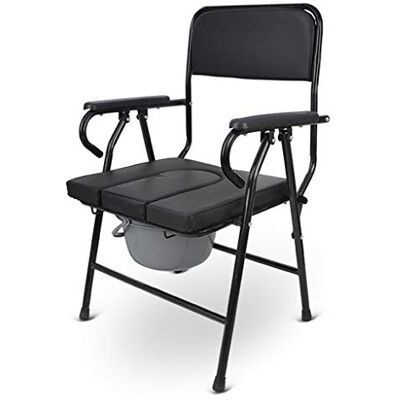 XWZJY Bedside Commode Seat Extra Wide Homecare Folding Toilet Chair Pregnant Bath Stool Heavy Duty for Seniors, Disabled with Padded Cushion Handles and Bucket XWZJY Bedside Commode Seat Extra Wide Homecare Folding Toilet Chair Pregnant Bath Stool Heavy Duty for Seniors, Disabled with Padded Cushion Handles and Bucket