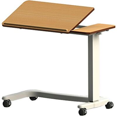 NRS Healthcare - Easylift Beech Split Top Overbed Table - Beech - Overbed Table NRS Healthcare - Easylift Beech Split Top Overbed Table - Beech - Overbed Table