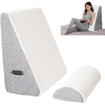 LengSuaa Wedge Pillow, 2PCS Bed Wedge Pillow Set, Removable Memory Foam Incline Cushion with Headrest for Leg Elevation, Back Support, Acid Reflux, Snoring, Post Surgery, Reading LengSuaa Wedge Pillow, 2PCS Bed Wedge Pillow Set, Removable Memory Foam Incline Cushion with Headrest for Leg Elevation, Back Support, Acid Reflux, Snoring, Post Surgery, Reading
