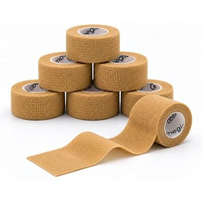 Meglio Cohesive Bandage, 6 Rolls, 7.5cm x 4.5m, Beige, Self Adhesive Meglio Cohesive Bandage, 6 Rolls, 7.5cm x 4.5m, Beige, Self Adhesive