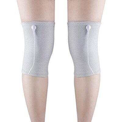 KONMED Conductive TENS Knee Sleeve 1 Pair + Adapter Short Wires 2 Pcs Kneecap Conductive Fiber TENS/EMS Electrode Kneepads Relieve Knee Pain for Tens/EMS Machine for Physical Therapy KONMED Conductive TENS Knee Sleeve 1 Pair + Adapter Short Wires 2 Pcs Kneecap Conductive Fiber TENS/EMS Electrode Kneepads Relieve Knee Pain for Tens/EMS Machine for Physical Therapy