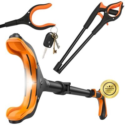 OrtoPrime Magnetic and LED Light Clamp Arm Collects Objects – Extendable Pliers Folding Reacher – Long Tweezers to Reach Objects – Reach Clamp Arm Head 360° Rotatable OrtoPrime Magnetic and LED Light Clamp Arm Collects Objects – Extendable Pliers Folding Reacher – Long Tweezers to Reach Objects – Reach Clamp Arm Head 360° Rotatable