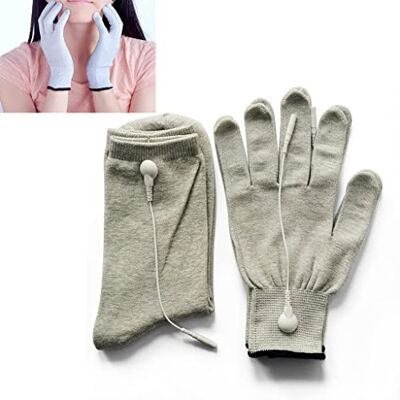 Zyxdk Pair of Conductive Silver Fiber Electrode Gloves & Microcurrent Massage Socks Compatible for TENS/EMS Machine for Physical Therapy (Color : Gray, Size : L) Zyxdk Pair of Conductive Silver Fiber Electrode Gloves & Microcurrent Massage Socks Compatible for TENS/EMS Machine for Physical Therapy (Color : Gray, Size : L)