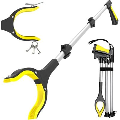 Five Star Litter Pickers Foldable Reacher Grabber Stick – 360° Rotating Magnetic Anti-Slip Claws – Grabbers for Disabled – Lightweight Litter Picker for Adults with Strong Grip & Long Reach (Yellow, 36 Inch) Five Star Litter Pickers Foldable Reacher Grabber Stick – 360° Rotating Magnetic Anti-Slip Claws – Grabbers for Disabled – Lightweight Litter Picker for Adults with Strong Grip & Long Reach (Yellow, 36 Inch)