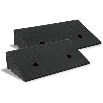 Aidapt Rubber Portable Kerb Ramp For 4" (100mm) Kerbs and Rises With Anti Slip Grip and Fixing Points For Use with Cars, Wheelchairs, Mobility Scooters and Wheelie Bin, Black, set of 2 Aidapt Rubber Portable Kerb Ramp For 4" (100mm) Kerbs and Rises With Anti Slip Grip and Fixing Points For Use with Cars, Wheelchairs, Mobility Scooters and Wheelie Bin, Black, set of 2