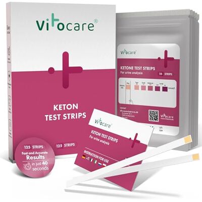 vitocare 25x or 125x ketosis Test Strips with Manual, Keto, Urine Test Strips Support Weight Loss with Low-carb Diets, ketogenic Diets, Ketones, Ketone Test Strips (125) vitocare 25x or 125x ketosis Test Strips with Manual, Keto, Urine Test Strips Support Weight Loss with Low-carb Diets, ketogenic Diets, Ketones, Ketone Test Strips (125)