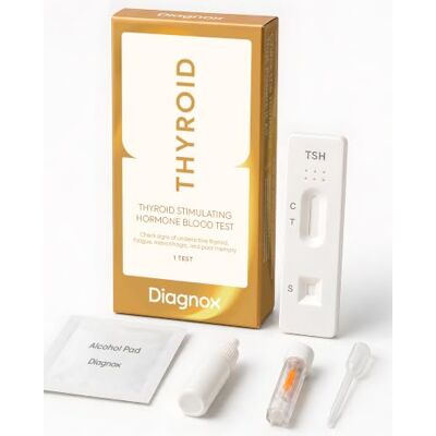 DIAGNOX HEALTH Diagnox Thyroid Testing Kit, Underactive TSH Blood Test, 1 Count Early Screening for Hypothyroidism, Quick Results in 10 Minutes, Easy To Use, Complete Kit Included DIAGNOX HEALTH Diagnox Thyroid Testing Kit, Underactive TSH Blood Test, 1 Count Early Screening for Hypothyroidism, Quick Results in 10 Minutes, Easy To Use, Complete Kit Included