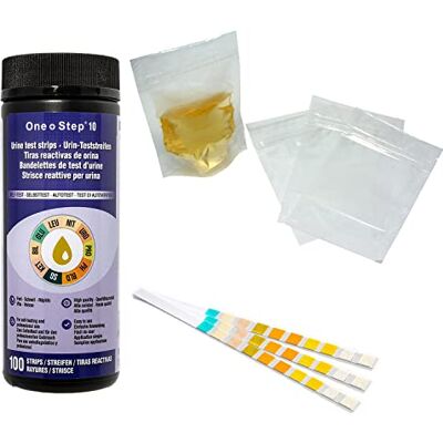 One Step 100 x 10 Parameter Professional/GP Urinalysis Multisticks Urine Strip Test Stick Strips pH/Glucose/Ketone/Liver & Kidney Infection + 10 Urine Specimen Bag One Step 100 x 10 Parameter Professional/GP Urinalysis Multisticks Urine Strip Test Stick Strips pH/Glucose/Ketone/Liver & Kidney Infection + 10 Urine Specimen Bag