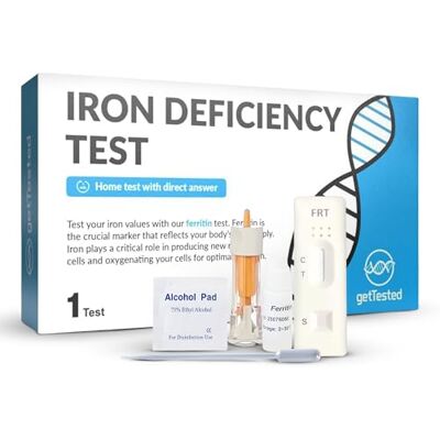 getTested Iron Deficiency Test Kit – At-Home Blood Test for Anaemia with Fast Results – Fingerprick Sample, No Clinic Visit Needed – Clinically Validated Check for Low Iron Levels getTested Iron Deficiency Test Kit – At-Home Blood Test for Anaemia with Fast Results – Fingerprick Sample, No Clinic Visit Needed – Clinically Validated Check for Low Iron Levels