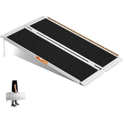 gardhom 4FT Portable Wheelchair Ramp for Doorways/Steps 10-30cm High 362kg Capacity, Foldable, Aluminum, Lightweight, Non‑slip, Durable, Rustproof, with Handle, for Mobility Scooters/Thresholds gardhom 4FT Portable Wheelchair Ramp for Doorways/Steps 10-30cm High 362kg Capacity, Foldable, Aluminum, Lightweight, Non‑slip, Durable, Rustproof, with Handle, for Mobility Scooters/Thresholds