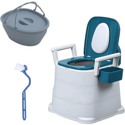 pofluany Bedside Commode Toilet Chair for Adults, Portable Travel Potty Detachable Padded Armrests, Removable Bucket, Sturdy Height Adjustable Frame, Non-Slip Feet, Ideal Camping Bath Support 1 pofluany Bedside Commode Toilet Chair for Adults, Portable Travel Potty Detachable Padded Armrests, Removable Bucket, Sturdy Height Adjustable Frame, Non-Slip Feet, Ideal Camping Bath Support 1