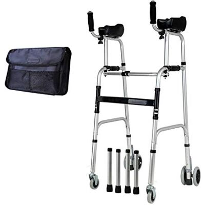 GLJTUO Foldable Elderly Walker Trolley with Detachable Arm Rest and Legs, Rolling with 6 Wheels and Carry Bag Adjustable Height Transport Chair Walking Mobility Aid e,for Adul GLJTUO Foldable Elderly Walker Trolley with Detachable Arm Rest and Legs, Rolling with 6 Wheels and Carry Bag Adjustable Height Transport Chair Walking Mobility Aid e,for Adul