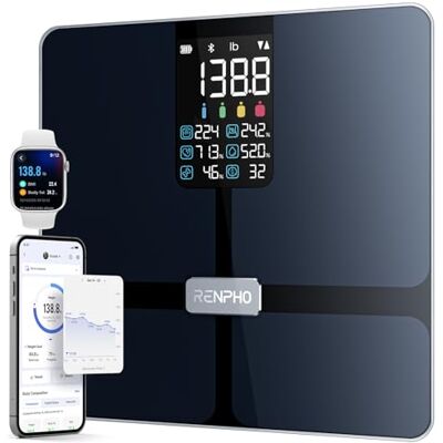 RENPHO Smart Digital Scales, Large VA Display, BMI & Body Fat, Elis 2X RENPHO Smart Digital Scales, Large VA Display, BMI & Body Fat, Elis 2X