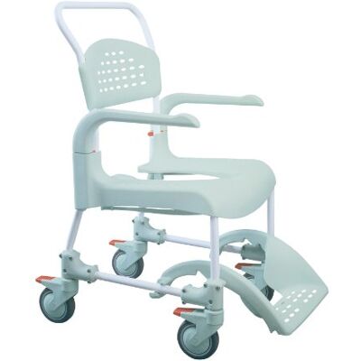 Etac Clean Shower Commode Chair – Comfortable, Secure & Easy to Use Commode with Open Rear Design, Removable Armrests, Slide Away Footrest, & Lockable Castors for Safe Transfers Etac Clean Shower Commode Chair – Comfortable, Secure & Easy to Use Commode with Open Rear Design, Removable Armrests, Slide Away Footrest, & Lockable Castors for Safe Transfers