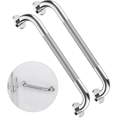 ZUEXT 2 Pack 16 Inch Anti Slip Shower Grab Bar Handle, Chrome Stainless Steel Bathroom Grab Bar, Knurled Bathroom Balance Bar,Safety Hand Rail Support,Handicap Elderly Injury Senior Assist Bath Handle ZUEXT 2 Pack 16 Inch Anti Slip Shower Grab Bar Handle, Chrome Stainless Steel Bathroom Grab Bar, Knurled Bathroom Balance Bar,Safety Hand Rail Support,Handicap Elderly Injury Senior Assist Bath Handle