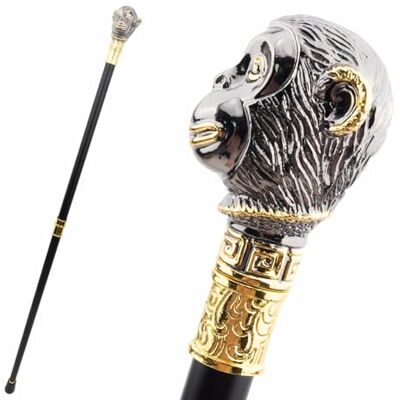 XFLHXY Black Monkey Head Cane Men Walking Stick, Seniors Balance, Collapsible 3 Pc Travel Canes for Mobility, Stability, Knee Support Elderly Assistance Products XFLHXY Black Monkey Head Cane Men Walking Stick, Seniors Balance, Collapsible 3 Pc Travel Canes for Mobility, Stability, Knee Support Elderly Assistance Products