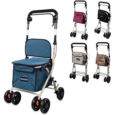 Mobiclinic ®, Folding Walker, Shopping Trolley with Seat, 21L, Rollator, Single Lever, Steel, Large Basket, Backrest and Padding, Braking System, 360º Wheels, Coliseo Mobiclinic ®, Folding Walker, Shopping Trolley with Seat, 21L, Rollator, Single Lever, Steel, Large Basket, Backrest and Padding, Braking System, 360º Wheels, Coliseo