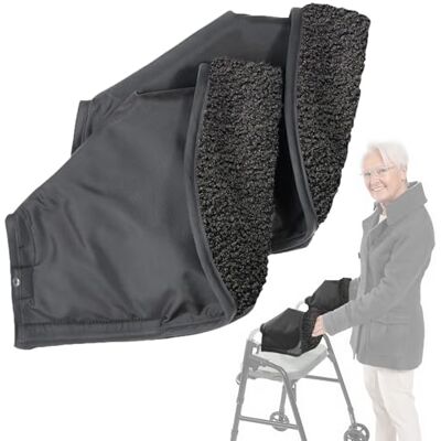 EDWERD Rollator Handle Gloves for Wheelchair & Walker Hand Warmer Protection Cover, Winter Outdoor Windproof & Snow & Rain Waterproof Accessories, 2 Pc EDWERD Rollator Handle Gloves for Wheelchair & Walker Hand Warmer Protection Cover, Winter Outdoor Windproof & Snow & Rain Waterproof Accessories, 2 Pc 