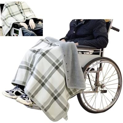 KKPW Wheelchair Warmer Cover Blanket, Scarf Blanket for Adults with Flannel Lining, Portable Warm Cape Poncho for Wheelchair Users KKPW Wheelchair Warmer Cover Blanket, Scarf Blanket for Adults with Flannel Lining, Portable Warm Cape Poncho for Wheelchair Users