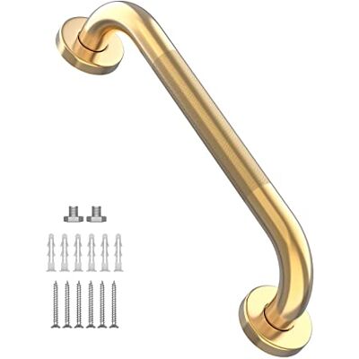 Munzong 20 Inch Anti Slip Shower Grab Gold, Bathroom Grab Bar, Knurled Bathroom Balance Bar,Safety Hand Rail Support Handicap Elderly Injury Senior Assist Bath Handle Munzong 20 Inch Anti Slip Shower Grab Gold, Bathroom Grab Bar, Knurled Bathroom Balance Bar,Safety Hand Rail Support Handicap Elderly Injury Senior Assist Bath Handle