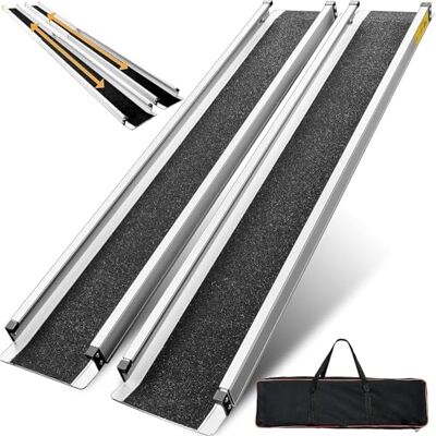 gardhom 5FT Telescopic Portable Wheelchair Ramp for Steps, 272kg Capacity 83/152cm, Adjustable, 2PCS, Aluminum, Lightweight, Non‑slip, Durable, Rustproof, with Carry Bag, for Manual Wheelchair gardhom 5FT Telescopic Portable Wheelchair Ramp for Steps, 272kg Capacity 83/152cm, Adjustable, 2PCS, Aluminum, Lightweight, Non‑slip, Durable, Rustproof, with Carry Bag, for Manual Wheelchair