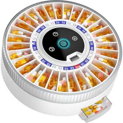 Aundhegrtt Automatic Pill Dispenser with 31-Slot, Fingerprint& Mechanical Dual Lock, for Elderly with Alarm, Medication Management Aundhegrtt Automatic Pill Dispenser with 31-Slot, Fingerprint& Mechanical Dual Lock, for Elderly with Alarm, Medication Management