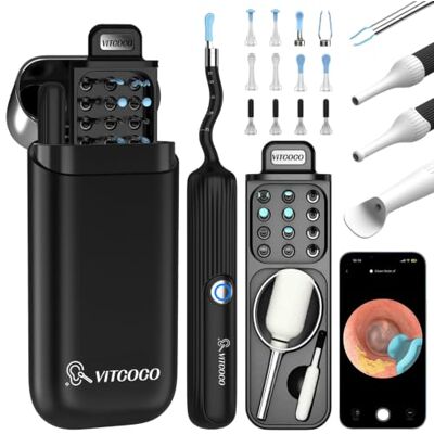 VITCOCO PRO Ear Wax Removal Tool Kit with HD Otoscope Camera, Ear Camera with Light & Ear Cleaner with Camera for Home Ear Cleaning, Digital Ear Scope for Ear Inspection, Compatible with iPhone & Android VITCOCO PRO Ear Wax Removal Tool Kit with HD Otoscope Camera, Ear Camera with Light & Ear Cleaner with Camera for Home Ear Cleaning, Digital Ear Scope for Ear Inspection, Compatible with iPhone & Android