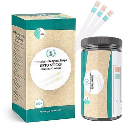Go-Keto Keto Sticks 100 Pieces Glucose + Ketones Urine Test Strips for Easy Measurement at Home, Perfect for accompanying a Keto Diet. Go-Keto Keto Sticks 100 Pieces Glucose + Ketones Urine Test Strips for Easy Measurement at Home, Perfect for accompanying a Keto Diet.