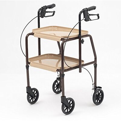 Care+ Indoor Mobility Trolley rollator Walking Frame with Trays and Brakes 4 Wheels Walker (Brown/Beige) Care+ Indoor Mobility Trolley rollator Walking Frame with Trays and Brakes 4 Wheels Walker (Brown/Beige)