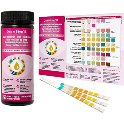 One Step Urine Dipsticks 10 Parameter Test Strips Testing UTI Infection, Ketone, Glucose, Blood, Protein (150 Tests per Tub) One Step Urine Dipsticks 10 Parameter Test Strips Testing UTI Infection, Ketone, Glucose, Blood, Protein (150 Tests per Tub)