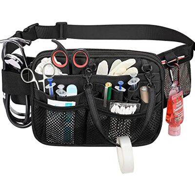 SITHON Nurse Fanny Pack Multi Compartment Medical Gear Organiser Bag Black Tape Holder, Apron Hip Bag & Utility Waist Pack For Stethoscopes, Bandage Scissors & Medical Supplies. Bag Only SITHON Nurse Fanny Pack Multi Compartment Medical Gear Organiser Bag Black Tape Holder, Apron Hip Bag & Utility Waist Pack For Stethoscopes, Bandage Scissors & Medical Supplies. Bag Only